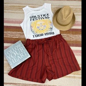 𝐍𝐖𝐓 𝐒𝐭𝐫𝐢𝐩𝐞𝐝 𝐏𝐚𝐩𝐞𝐫 𝐁𝐚𝐠 𝐖𝐚𝐢𝐬𝐭 𝐁𝐞𝐥𝐭𝐞𝐝 𝐒𝐡𝐨𝐫𝐭𝐬 ❤️